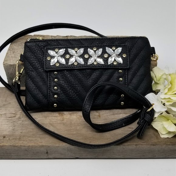 Crossbody or Clutch Rhinestones & Studs Purse - Picture 1 of 8